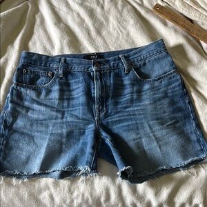 Able Blue Jean Shorts with Distressed Hem